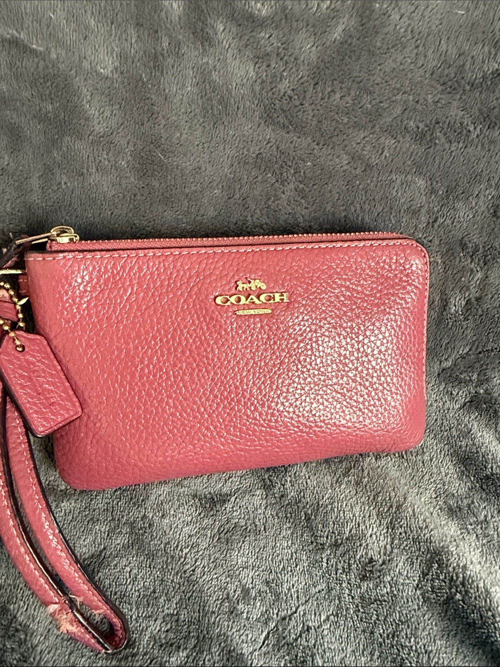 Coach Pink Pebbled Leather Wristlet